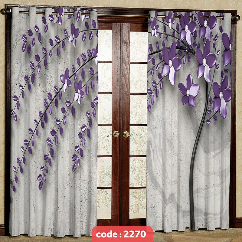 پرده پانچی تصویری مدل گل کد S-2270