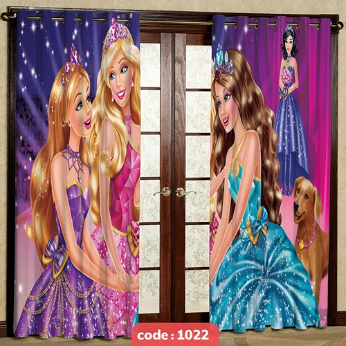 پرده پانچی اتاق کودک مدل باربی کد S-1022