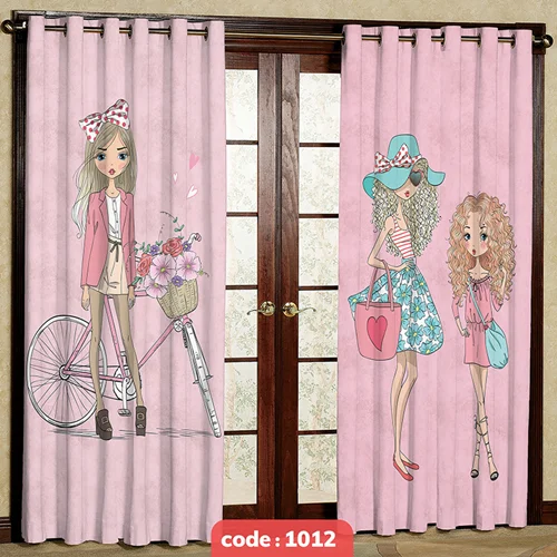پرده پانچی اتاق کودک مدل باربی کد S-1012