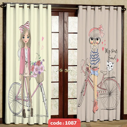 پرده پانچی اتاق کودک دخترانه کد S-1087