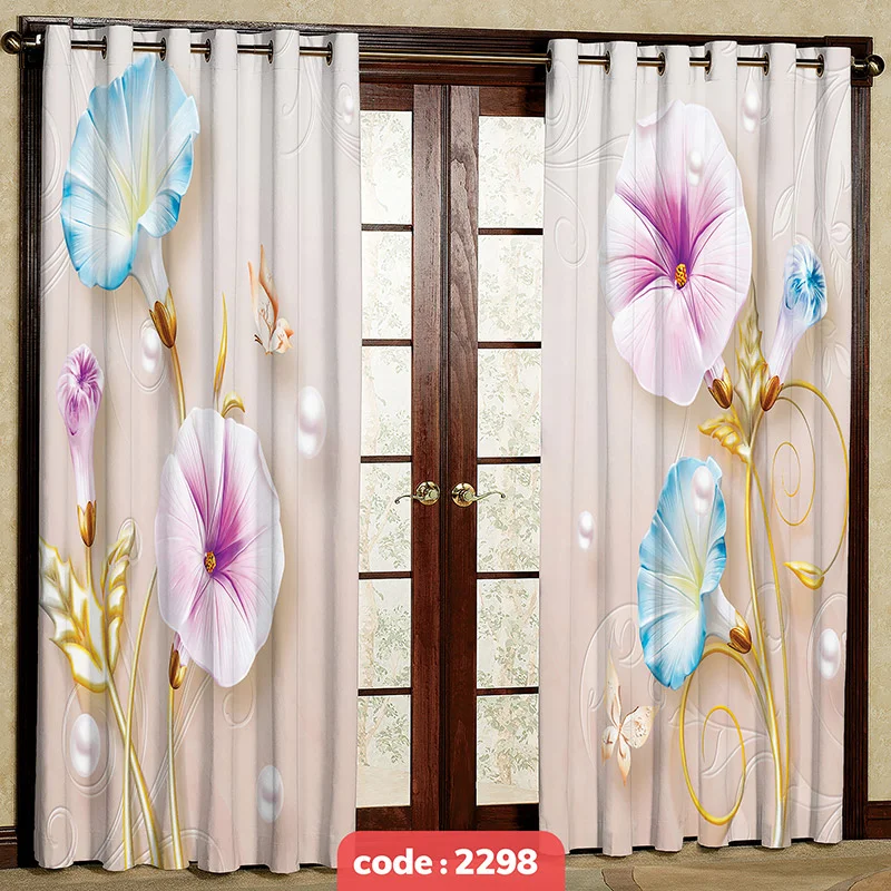 پرده پانچی تصویری مدل گل کد S-2298