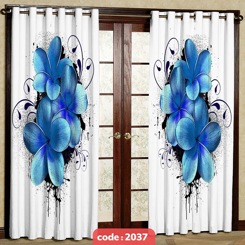 پرده پانچی تصویری مدل گل کد S-2037