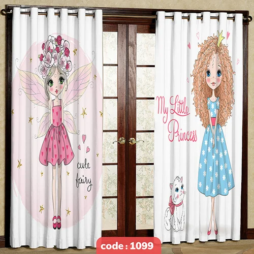 پرده پانچی اتاق کودک مدل پرنسس کوچولو کد S-1099