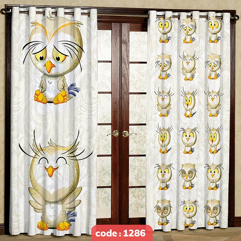پرده پانچی اتاق کودک مدل جغد کد S-1286