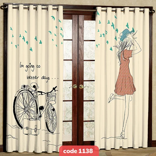 پرده پانچی اتاق کودک مدل دخترانه کد S-1138