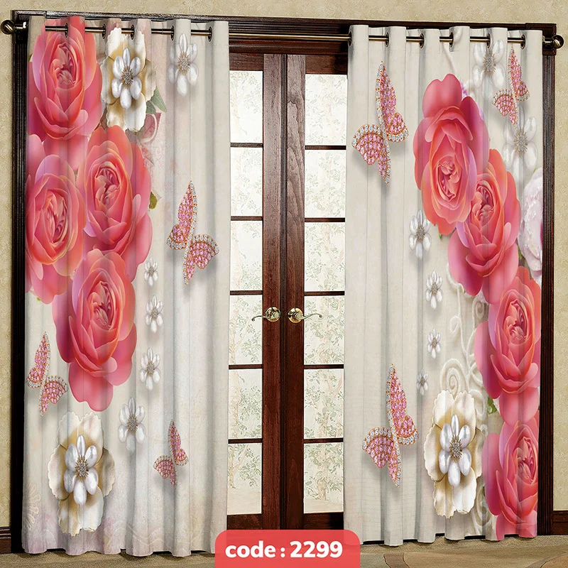 پرده پانچی تصویری مدل گل کد S-2299