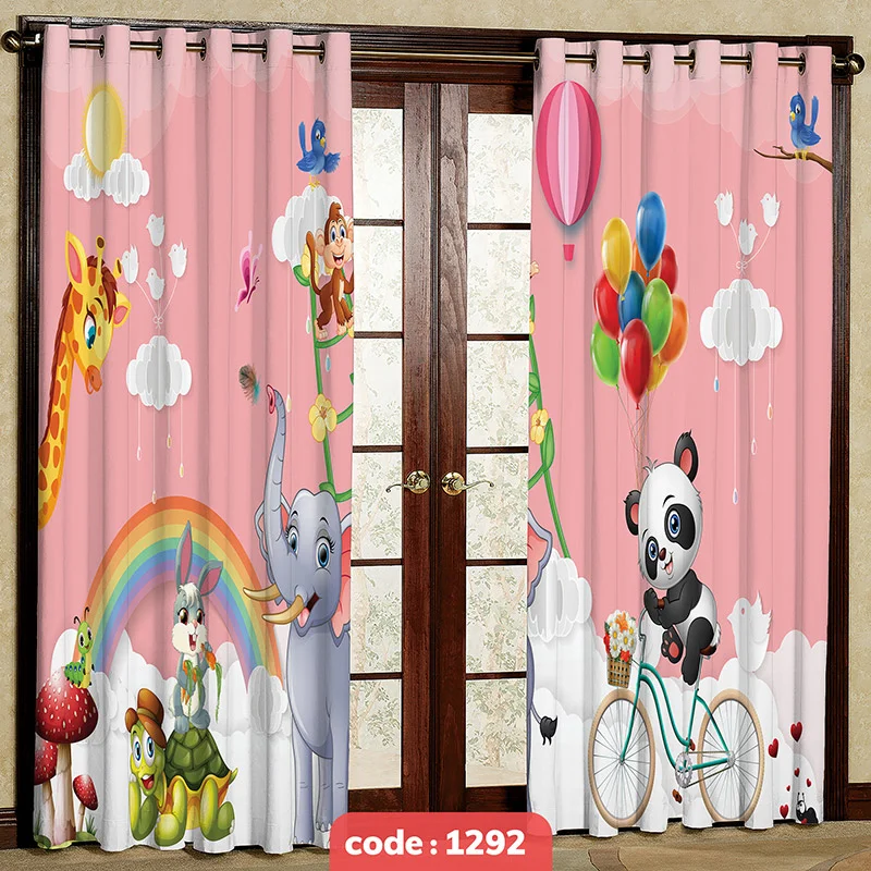 پرده پانچی اتاق کودک مدل Animals کد S-1292