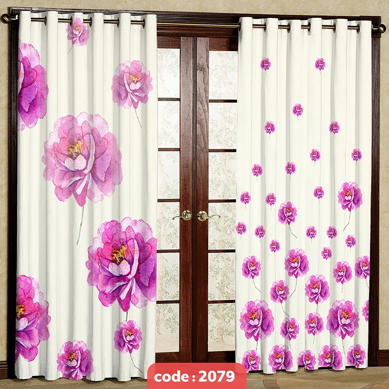 پرده پانچی تصویری مدل گل کد S-2079