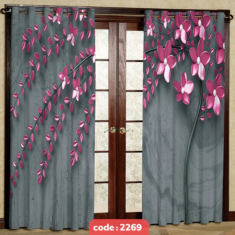 پرده پانچی تصویری مدل گل کد S-2269