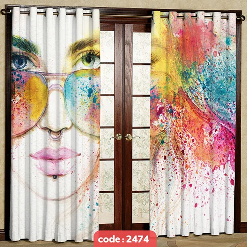 پرده پانچی تصویری مدل چهره آبرنگی کد S-2474