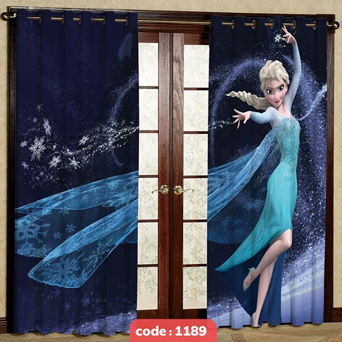 پرده پانچی اتاق کودک مدل فروزن کد S-1189