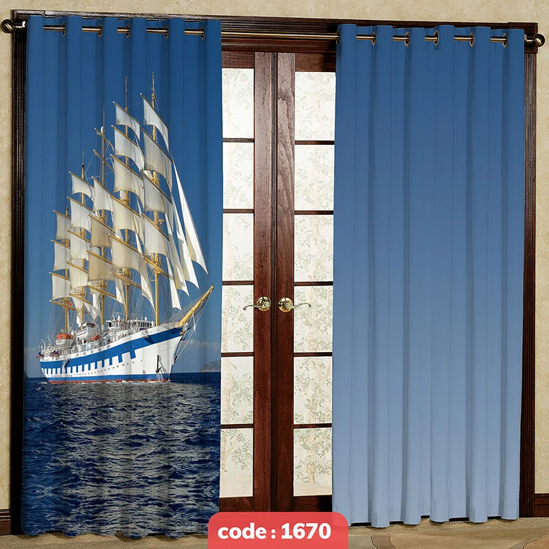 پرده پانچی تصویری طرح کشتی بادبانی کد S-1670