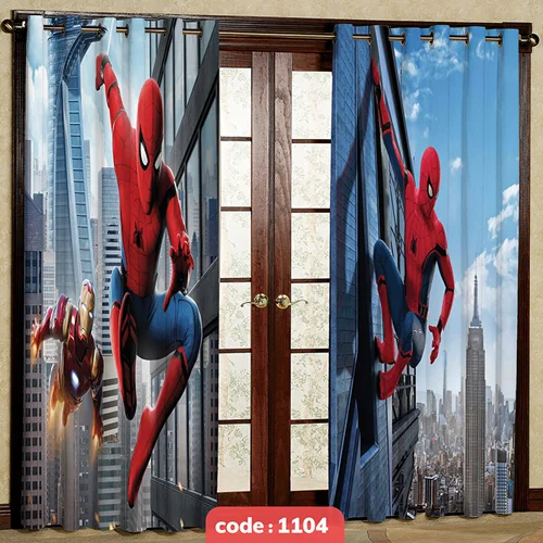 پرده پانچی اتاق کودک مدل مرد عنکبوتی کد S-1104