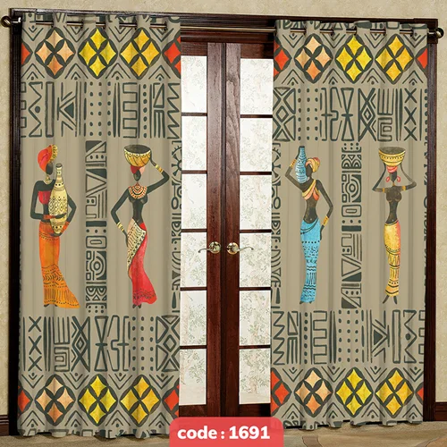 پرده پانچی مدل نقاشی و خط میخی کد S-1691