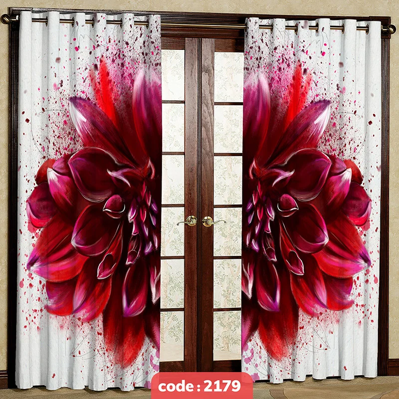 پرده پانچی تصویری مدل گل کد S-2179