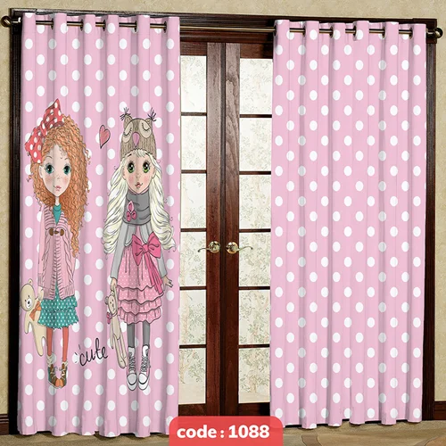پرده پانچی اتاق کودک مدل دخترانه کد S-1088