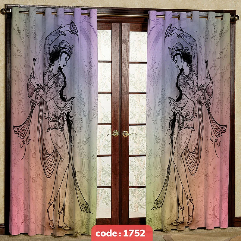 پرده پانچی تصویری طرح خانم کد S-1752
