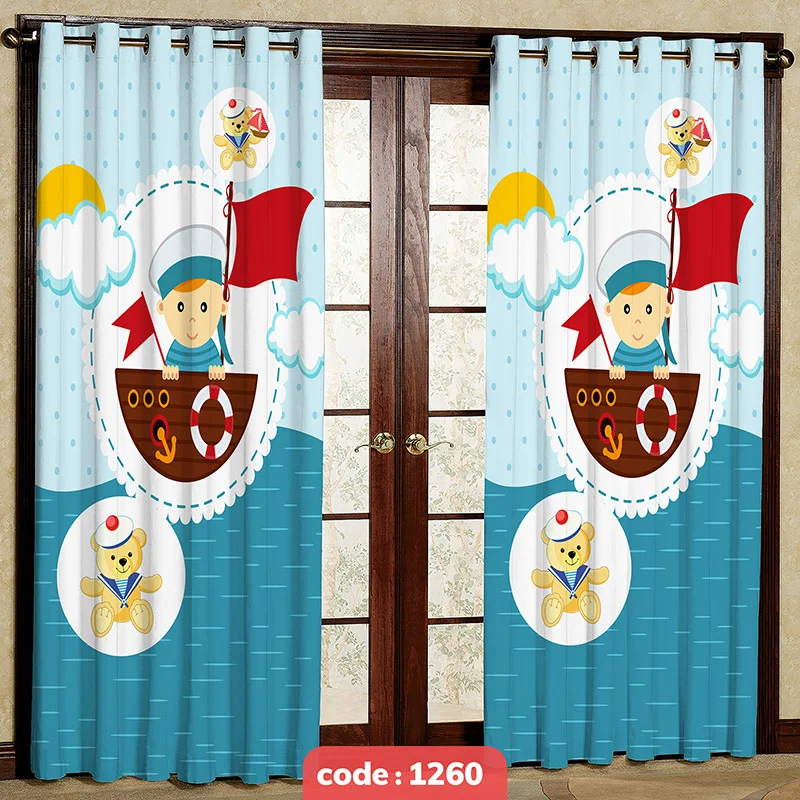 پرده پانچی اتاق کودک مدل ملوان کد S-1260