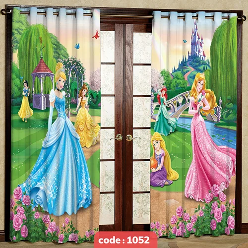پرده پانچی اتاق کودک مدل پرنسس های دیزنی  کد S-1052