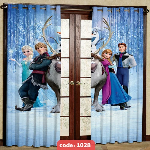 پرده پانچی اتاق کودک مدل السا و آنا فروزن کد S-1028