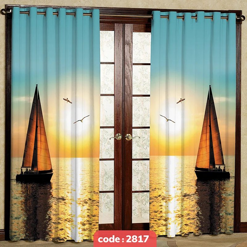 پرده پانچی چاپی طرح قایق کد S-2817