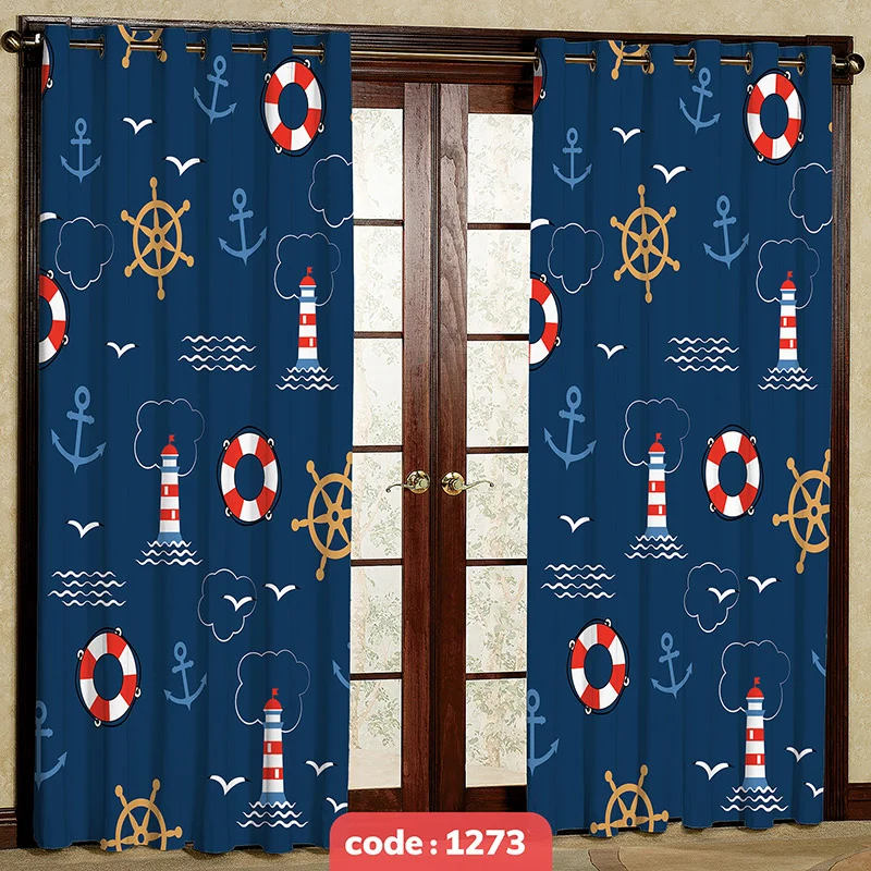 پرده پانچی اتاق کودک مدل دریا کد S-1273