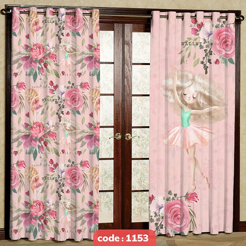 پرده پانچی اتاق کودک مدل باله Ballet کد S-1153