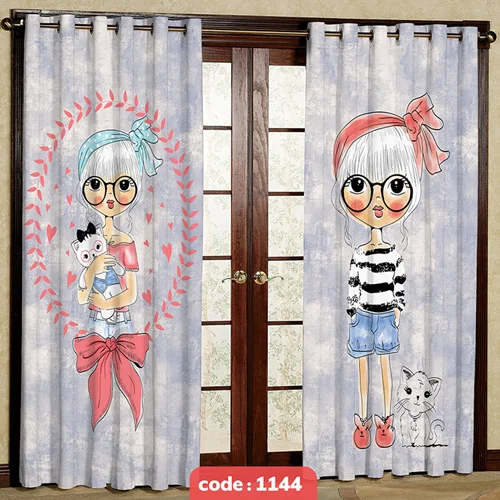 پرده پانچی اتاق کودک مدل دخترانه کد S-1144