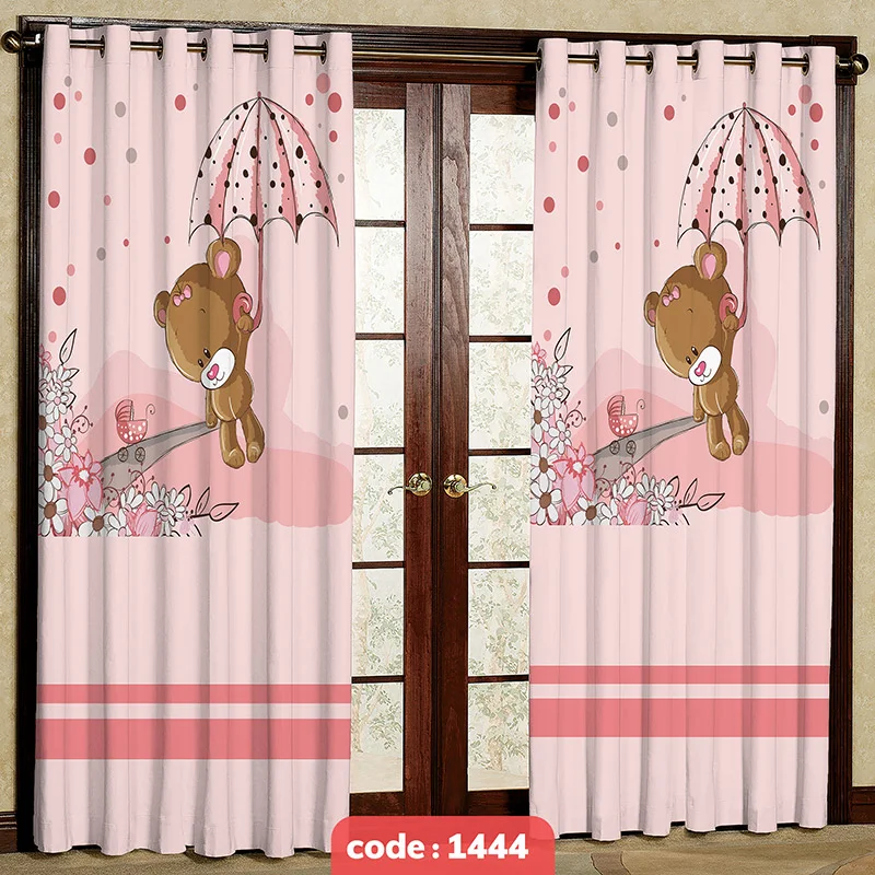 پرده پانچی اتاق کودک مدل خرس کد S-1444