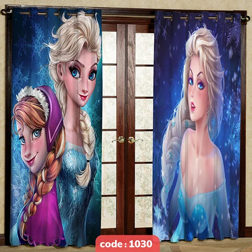 پرده پانچی اتاق کودک مدل السا و آنا فروزن کد S-1030