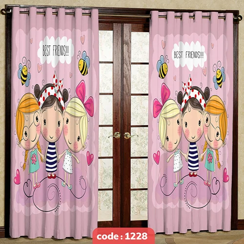 پرده پانچی اتاق کودک مدل Best Friends کد S-1228