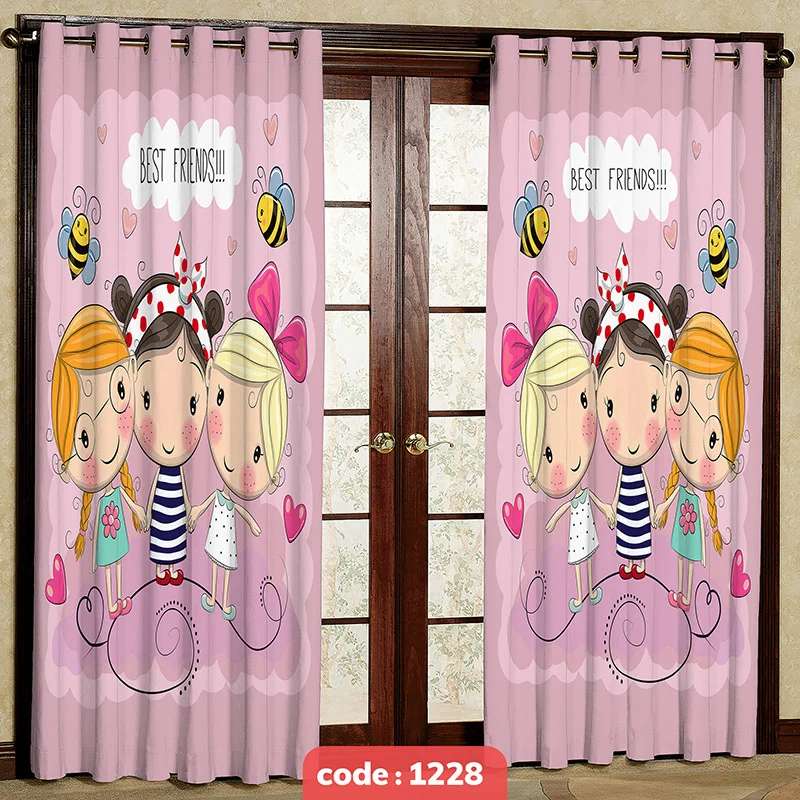 پرده پانچی اتاق کودک مدل Best Friends کد S-1228
