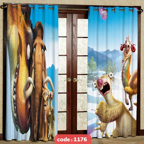 پرده پانچی اتاق کودک مدل عصر یخبندان کد S-1176