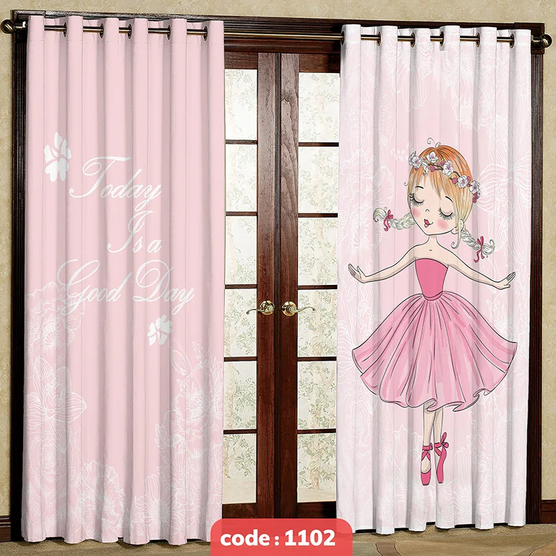 پرده پانچی اتاق کودک مدل دخترانه کد S-1102