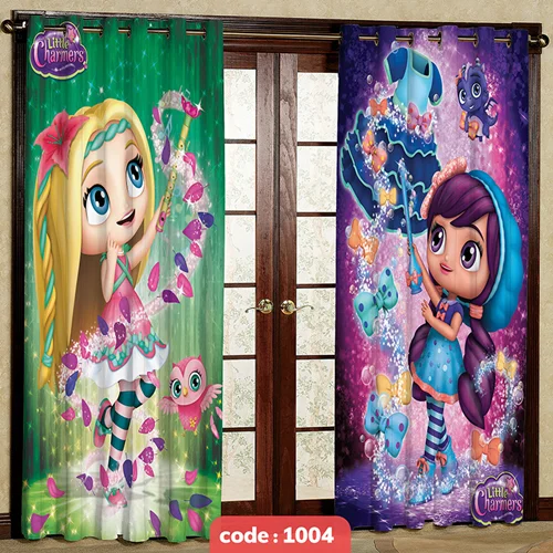 پرده پانچی اتاق کودک طرح دختر کد S-1004