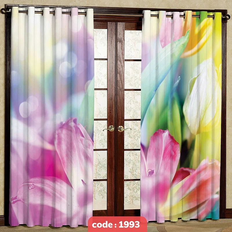 پرده پانچی تصویری مدل گل کد S-1993