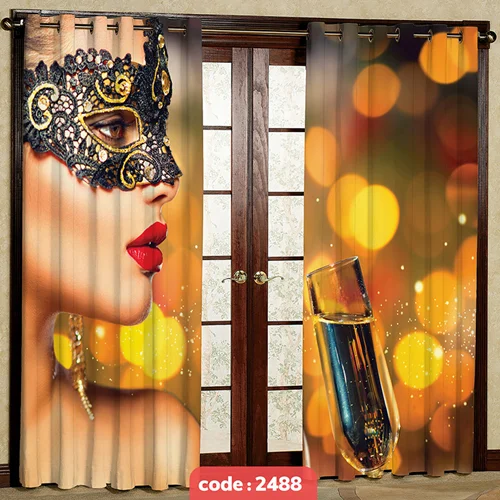 پرده پانچی تصویری مدل بالماسکه کد S-2488