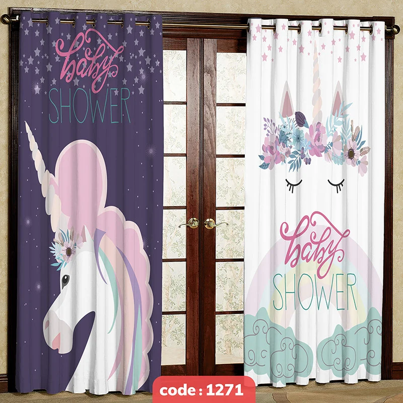 پرده پانچی اتاق کودک مدل Baby Shower کد S-1271
