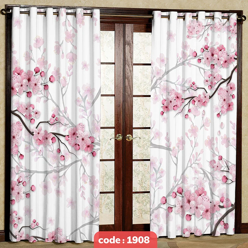 پرده پانچی تصویری مدل شکوفه کد S-1908