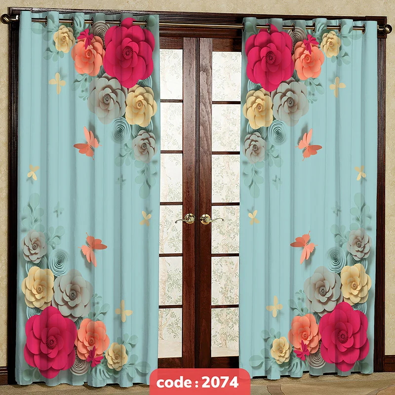 پرده پانچی تصویری مدل گل کد S-2074