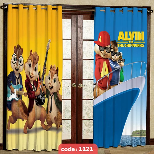 پرده پانچی اتاق کودک مدل آلوین و سنجاب ها کد S-1121