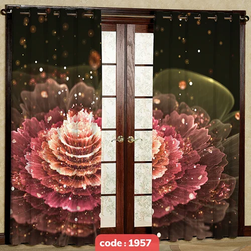 پرده پانچی تصویری مدل گل کد S-1957
