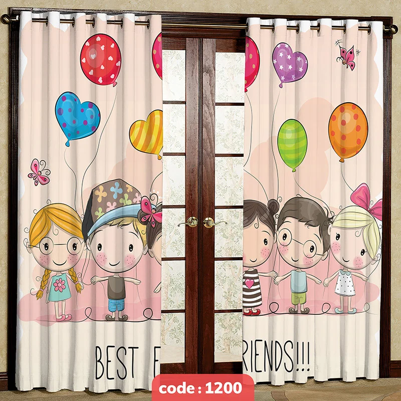 پرده پانچی اتاق کودک مدل Best friends کد S-1200
