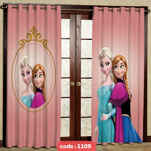 پرده پانچی اتاق کودک مدل السا و آنا فروزن کد S-1109