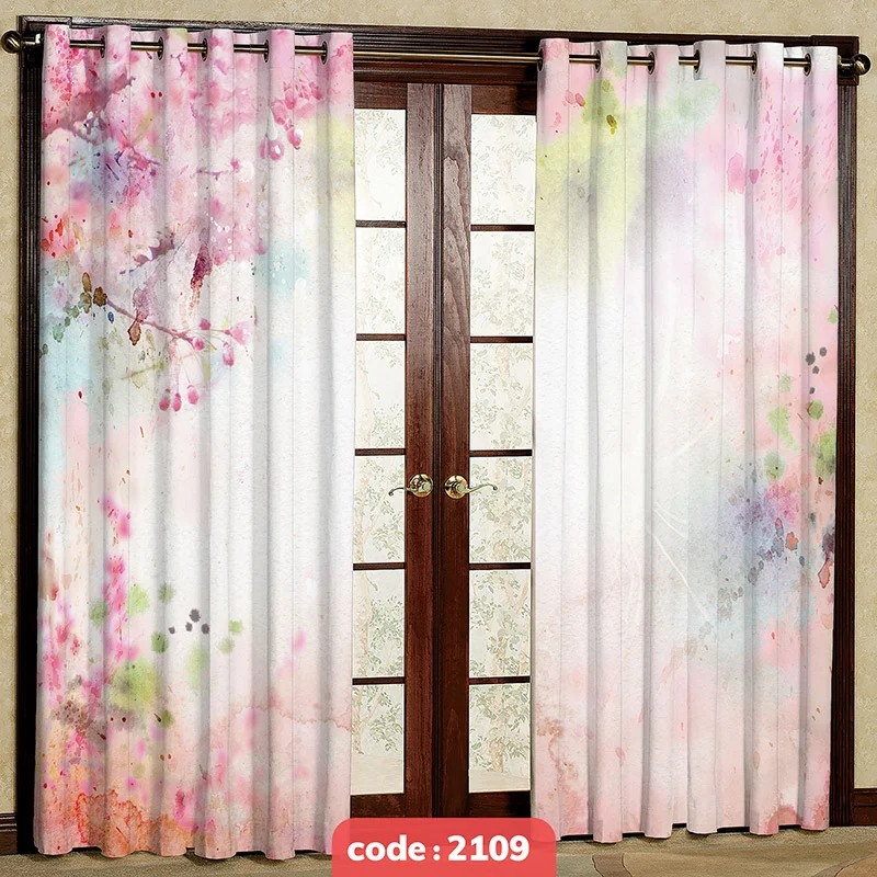 پرده پانچی تصویری مدل گل کد S-2109