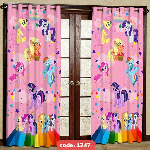 پرده پانچی اتاق کودک مدل پونی کوچولو کد S-1247