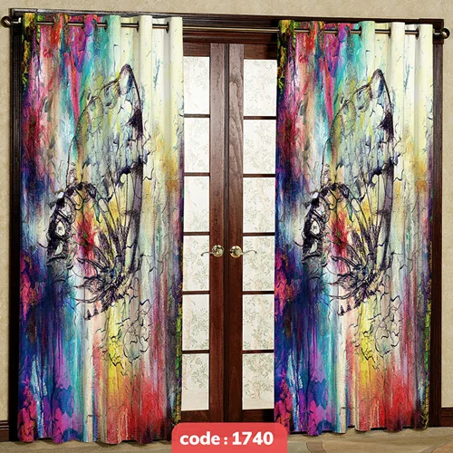 پرده پانچی تصویری طرح نقاشی پروانه کد S-1740