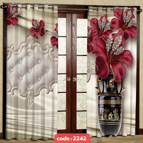 پرده پانچی تصویری مدل گلدان کد S-2242