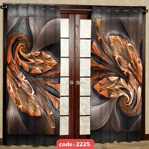 پرده پانچی تصویری مدل برگ چرمی کد S-2225