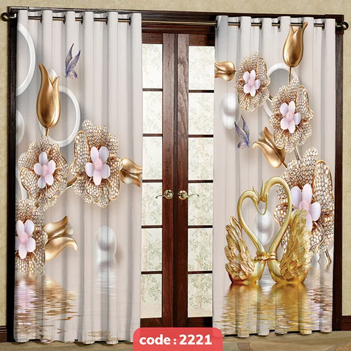 پرده پانچی تصویری مدل قوهای طلایی کد S-2221